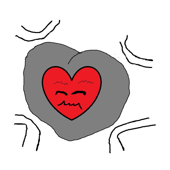 Bei einem dauernd zusammengezogenem Perikard ist das Herz wie in einem Betongürtel zusammengedrückt. 