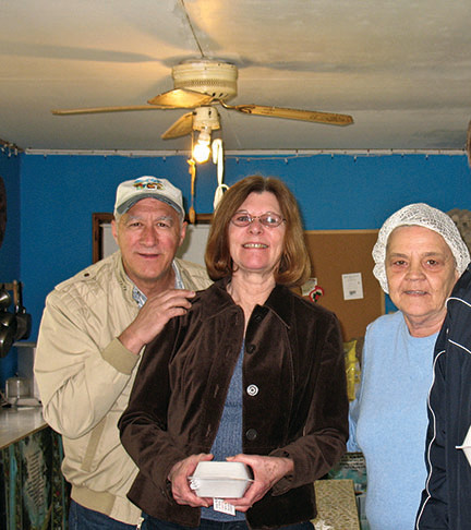 Miss Lena, right, with fans from "up Nawth"