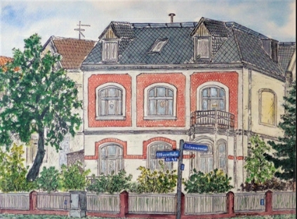 Dieses Bild hängt heute im Treppenhaus der Villa