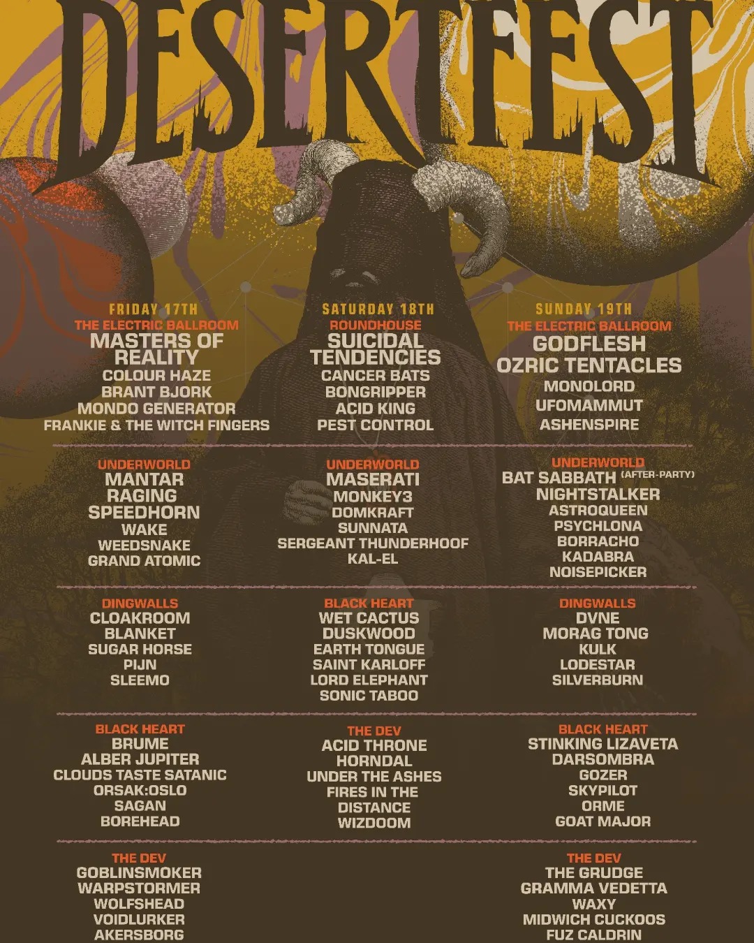 Desertfest London announced day-split and venues