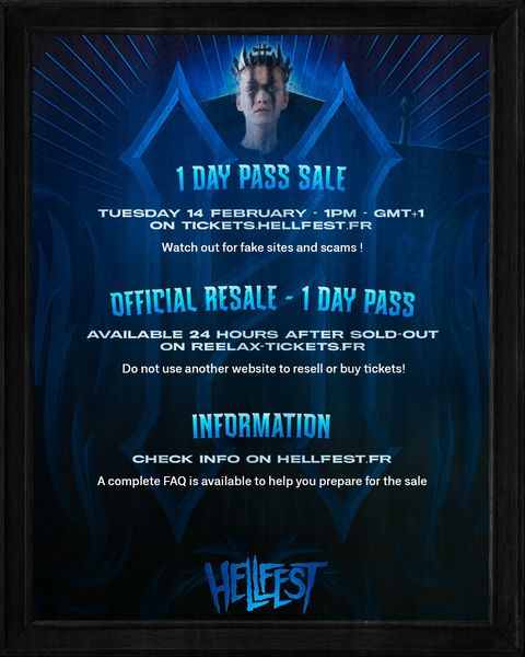 14/2/23; 2pm, Hellfest 1 day tickets