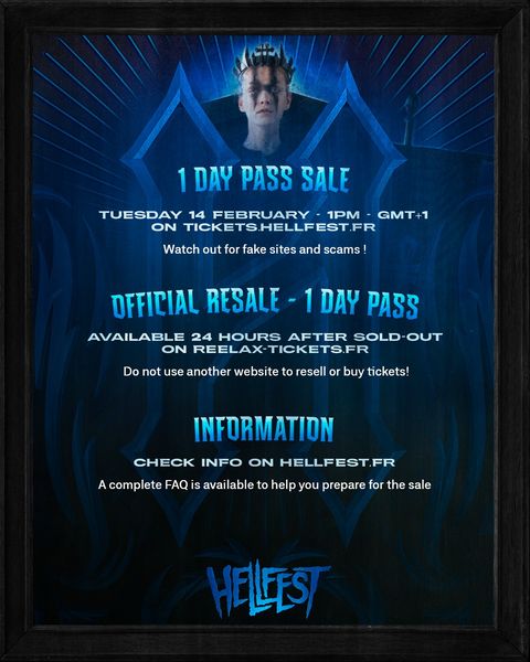 14/2/23; 2pm, Hellfest 1 day tickets