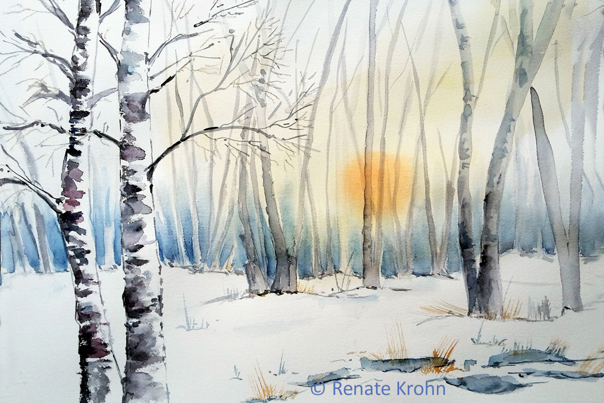 2020 Dezember Winterwald Aquarell Renate Krohn