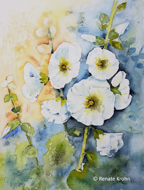 2020 August Stockrosen Aquarell Renate Krohn