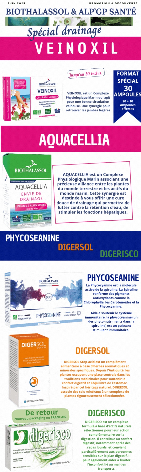 drainage-biothalassol-veinoxil-aquacellia-phycoseanine-digersol-digerisco