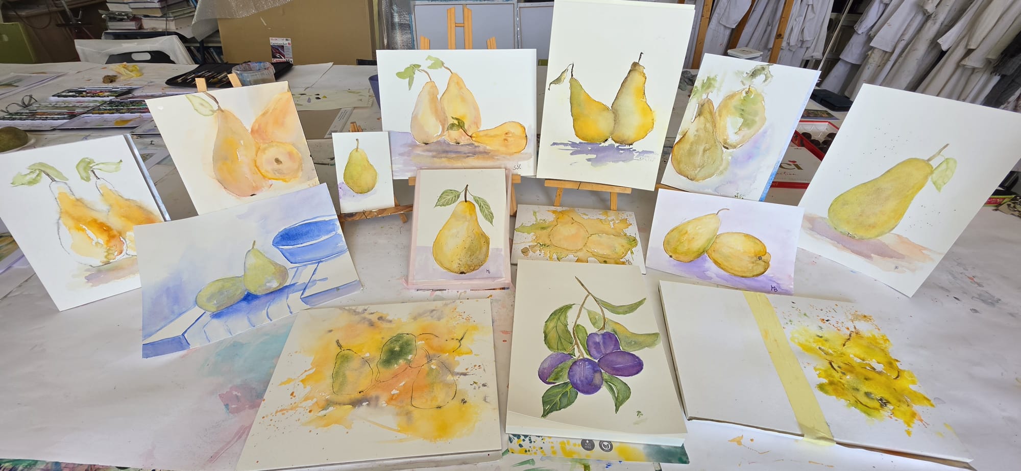 Aquarellkurs - Birnen in leuchtenden Farben