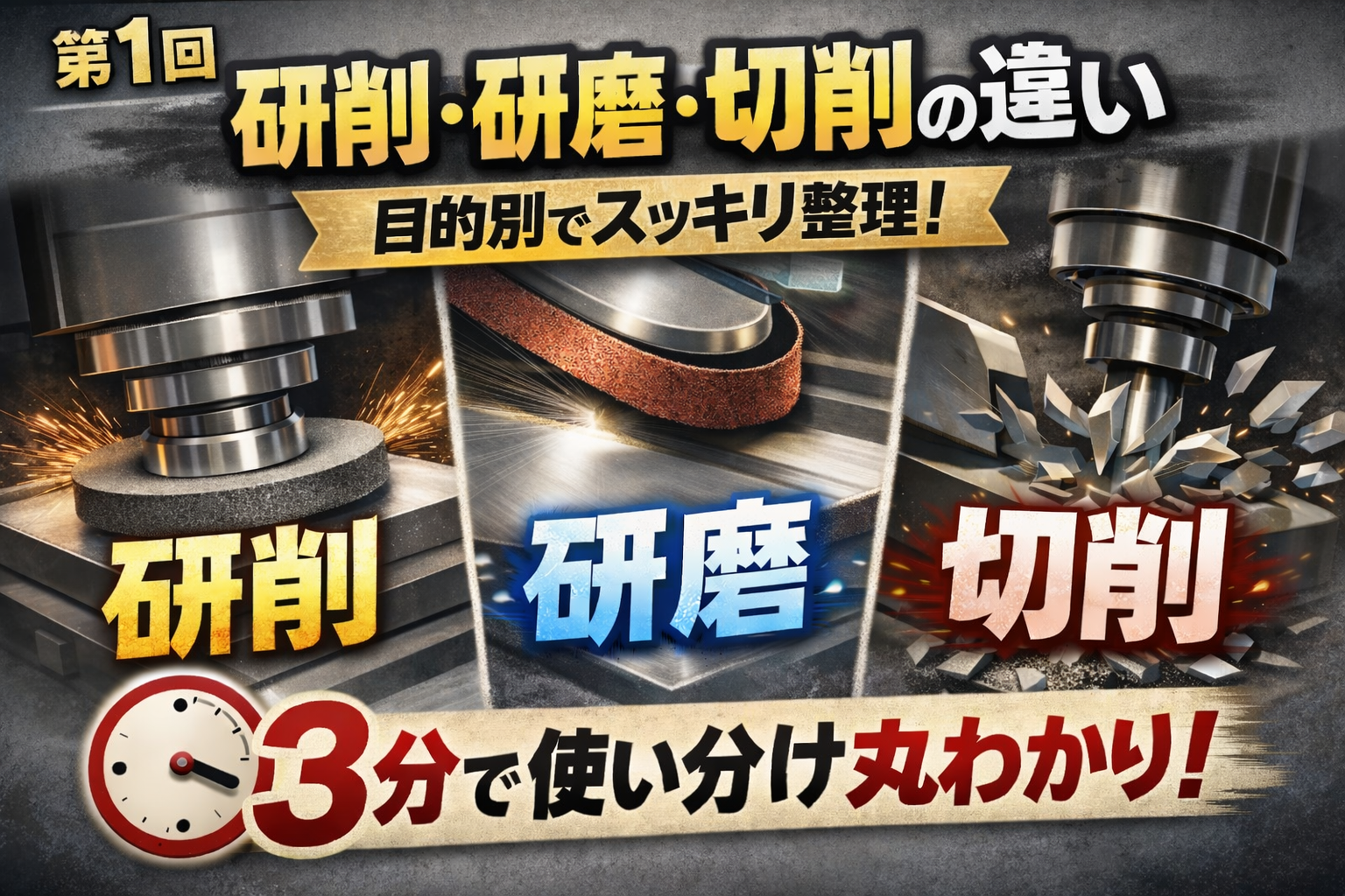 第1回：研削・研磨・切削の違いを“目的別”で整理｜使い分けが3分でわかる
