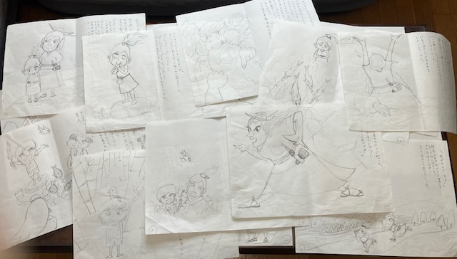文が完成したら鉛筆でラフがき