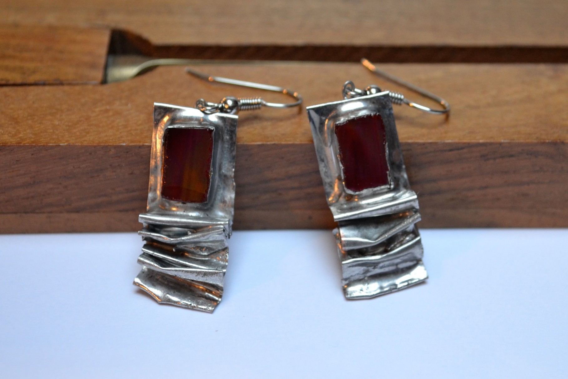 Boucles d'oreilles métal et verre