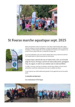 Samedi 20 Sept. 2025 Rando Pédestre et Marche Aquatique