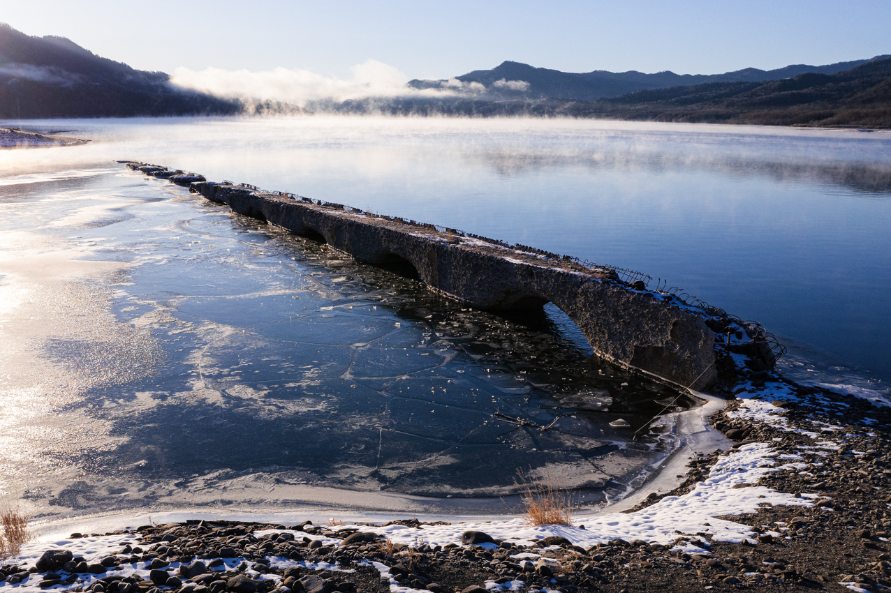 この冬はいつまで？糠平湖の水位が下がりはじめました