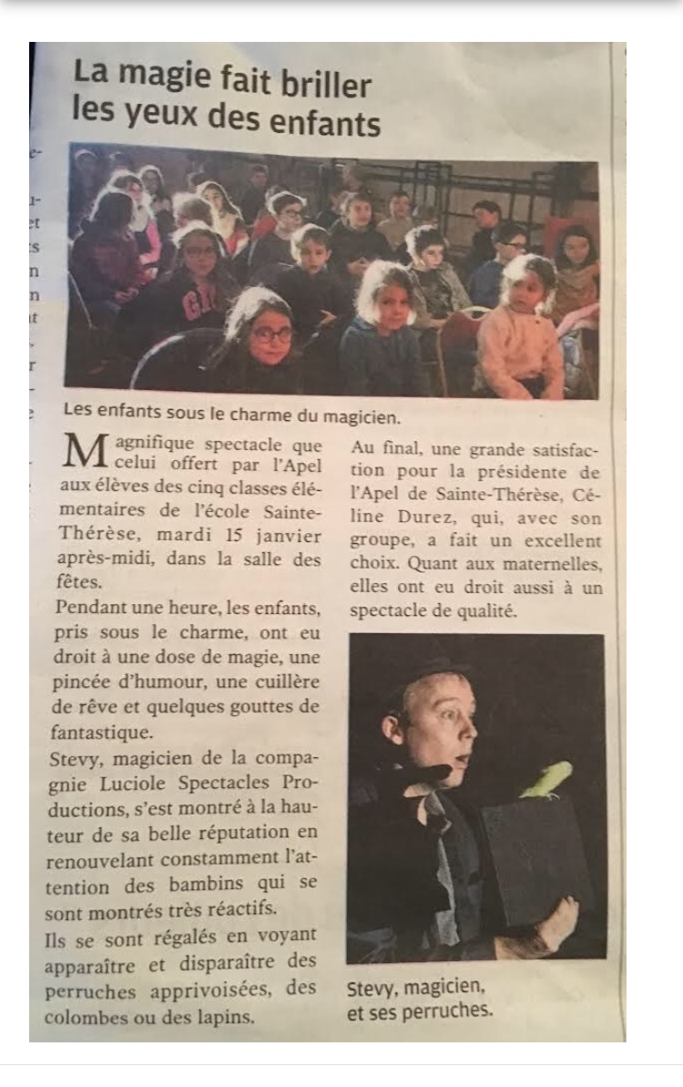 Article de la Nouvelle République-Stephen Lucy- Magicien de Tours-Janvier 2019