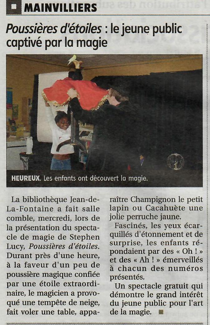 Article l'Echo Républicain Stephen Lucy- Magicien- Mars 2019