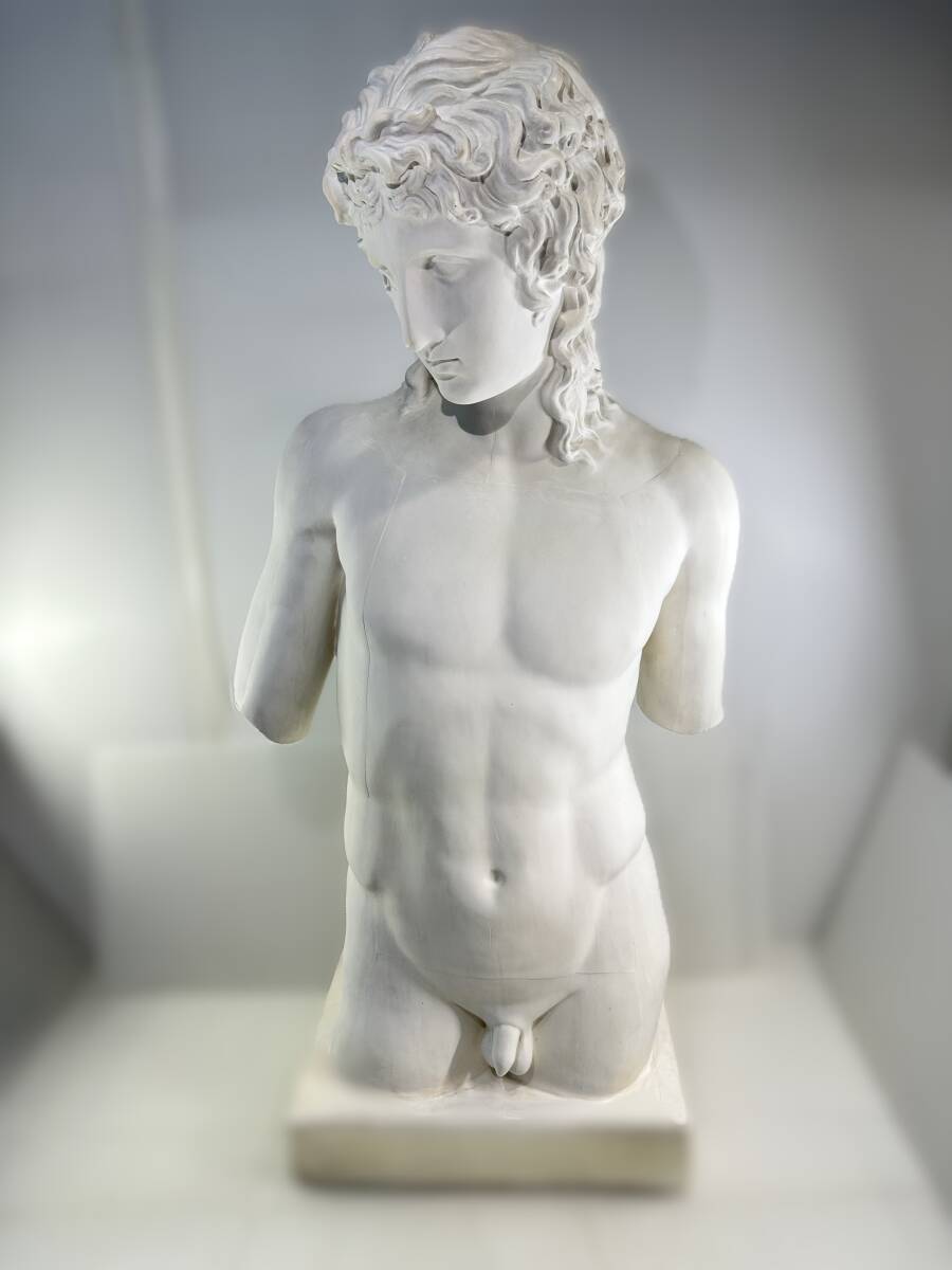 【画材買取】石膏像 アムール半身像 男性 裸体 彫刻 置物 ※ サイズ 約 高さ95㎝ 幅48㎝ 奥28㎝ 重量20kg|最短即日出張買取