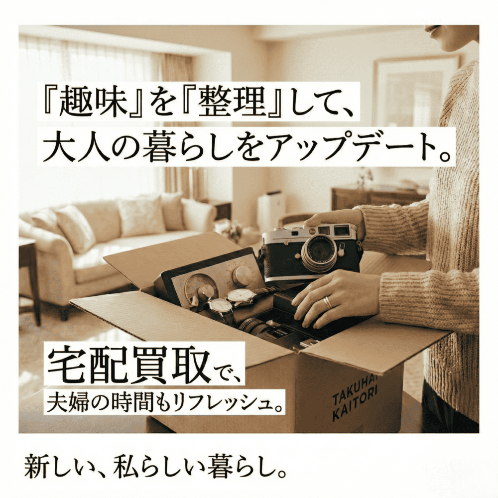 趣味を整理してスマートな暮らしをアップデート。全国対応の宅配買取サービスをご利用ください。