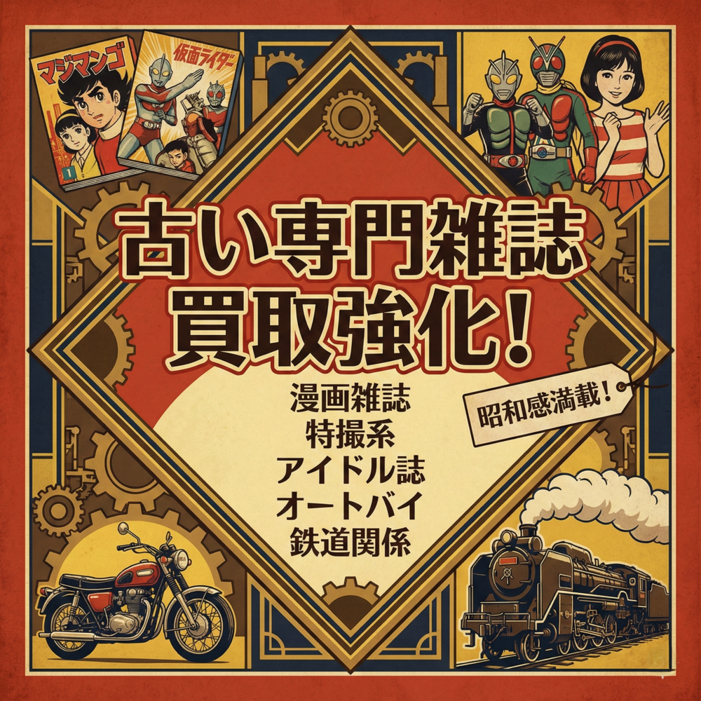 古い雑誌　漫画　特撮　アイドル　オートバイ　鉄道　車　音楽　釣り