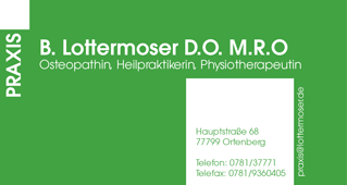 B. Lottermoser D.O. M.R.O. • Osteopathin • Heilpraktikerin • Physiotherapeutin