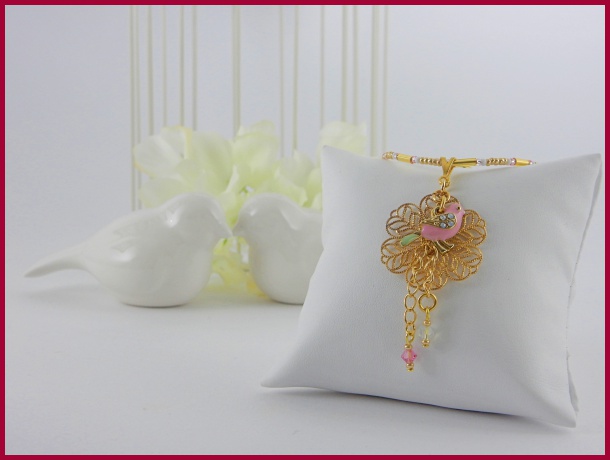 Collier mit Vogel und Swarovski-Kristallen