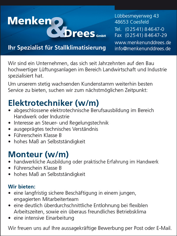 Stellenangebote Menken & Drees Coesfeld