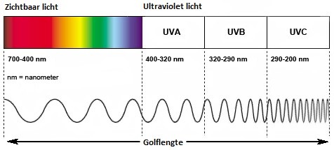 uva uvb uvc fluorescentie wavelength ultraviolet uv400 ultravioleta frquences gebied straling usos
