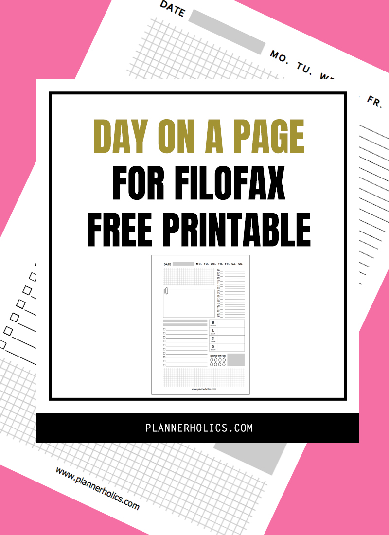 Day on a page free printable for your Filofax Planner in A4, A5 and Personal size