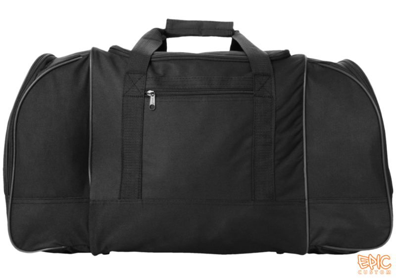 Custom branded 55 litre black team kit bag side view