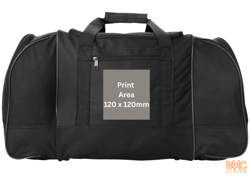 Custom Branding area on 55 Litre Duffel Bags