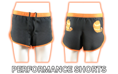 Premium custom printed performance running shorts with lightweight breathable fabric for racing and training.