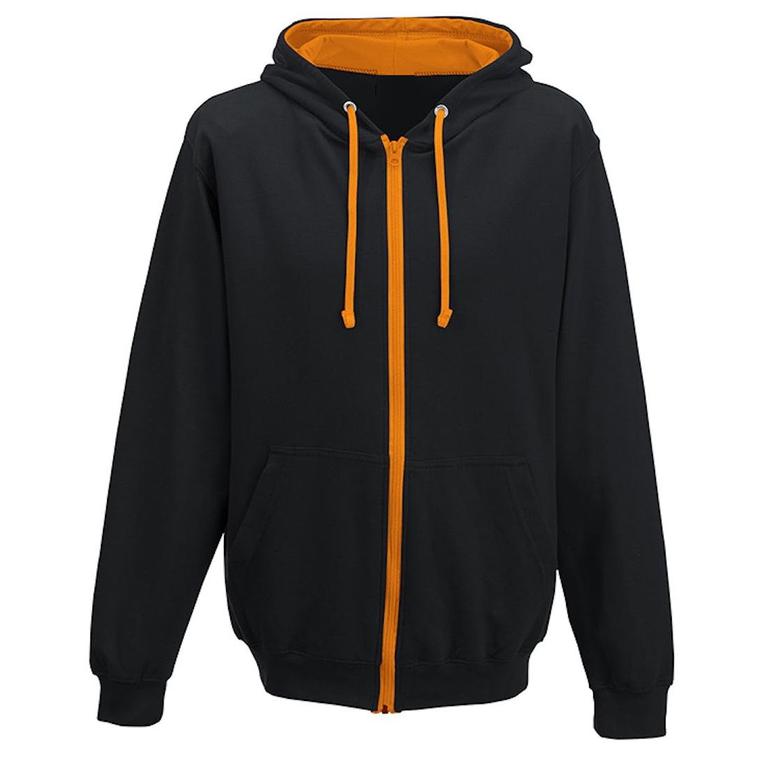 Printed Contrasting Zoodies Jet Black/Orange Crush 