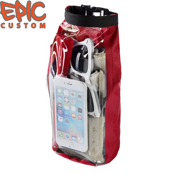 Custom Printed Waterproof Dry Bags with Phone Pouch RED