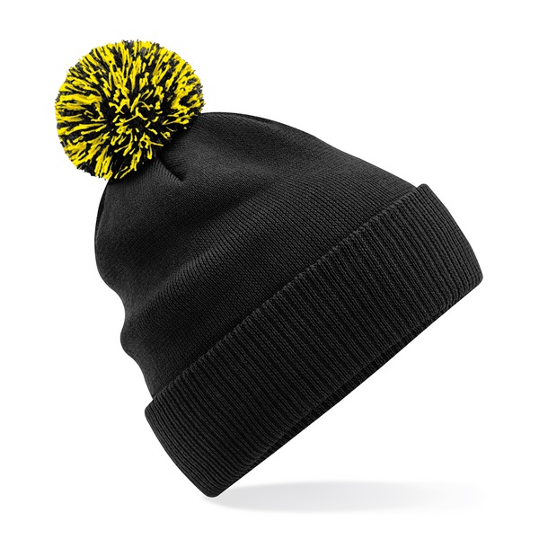 Custom Branded Snowstar Beanies - Black-Yellow