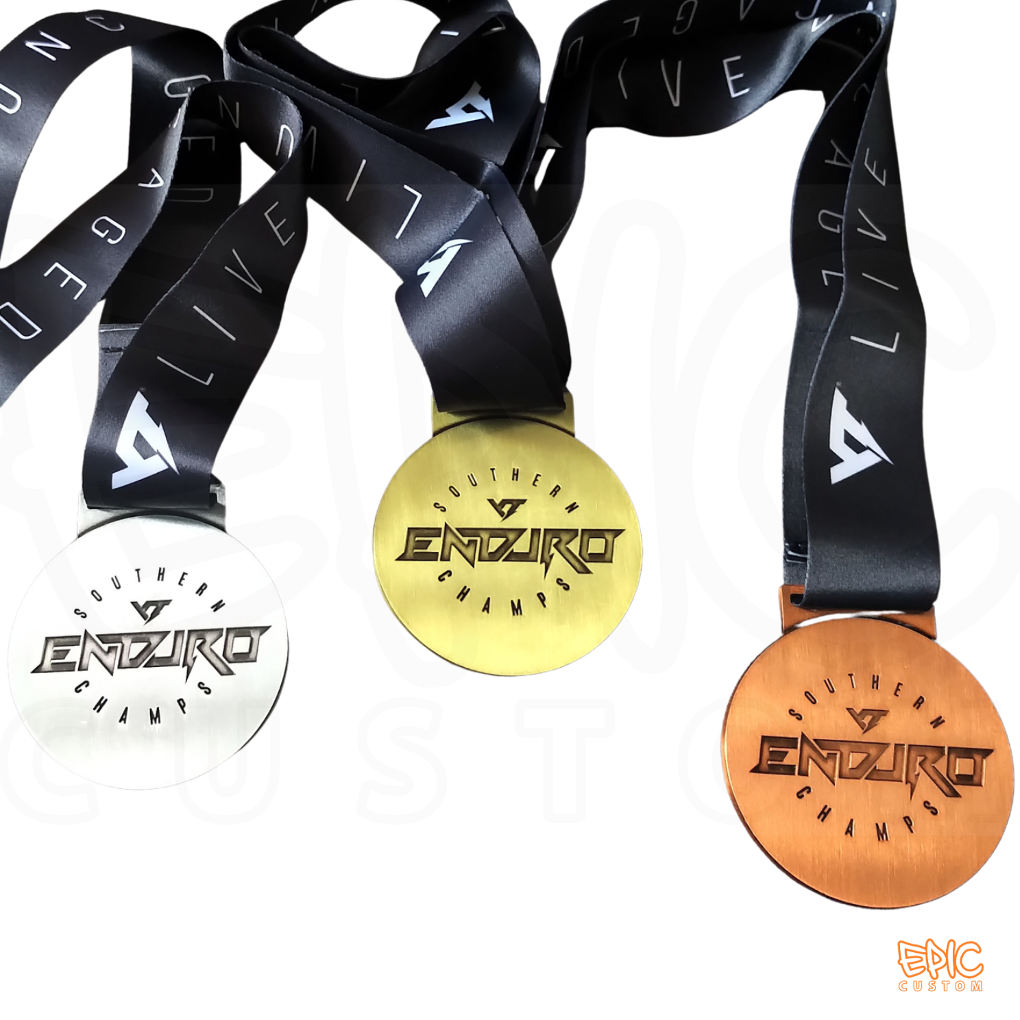 Custom sports medals manufactured in gold, silver and bronze finishes
