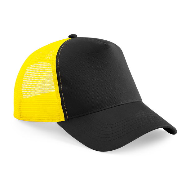 Custom Branded Trucker Caps Black-Yellow