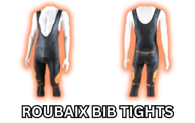 Premium custom printed Roubaix bib tights with warm thermal performance fabric for winter cycling teams.