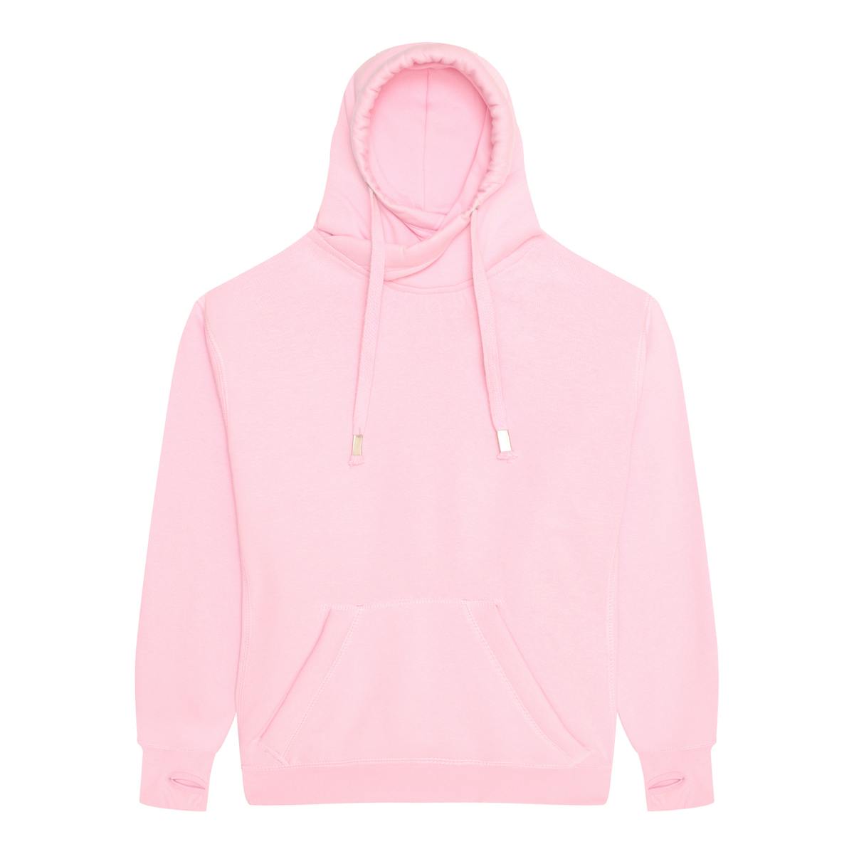 Baby Pink Custom Printed Cross Neck Hoodies