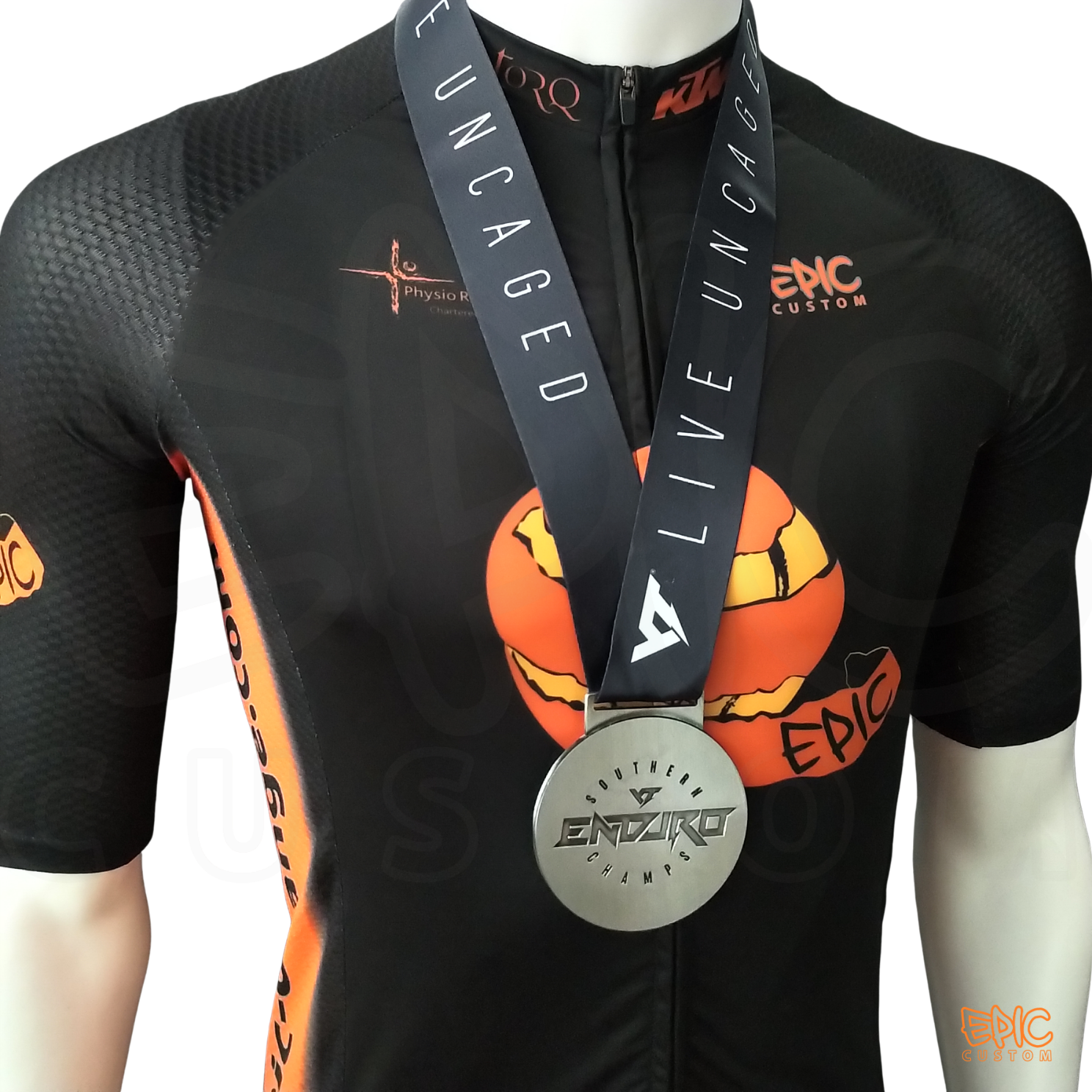 Custom sports medal with ribbon produced for event awards