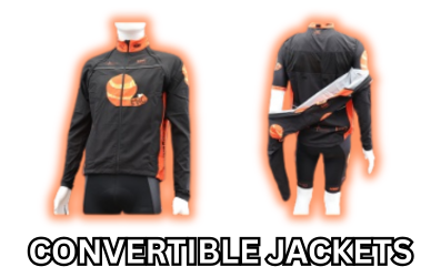 Premium custom printed convertible cycling jackets with adaptable performance design for changing conditions.