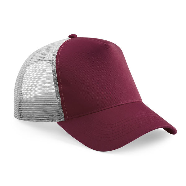 Custom Branded Trucker Caps Burgundy-Light Grey