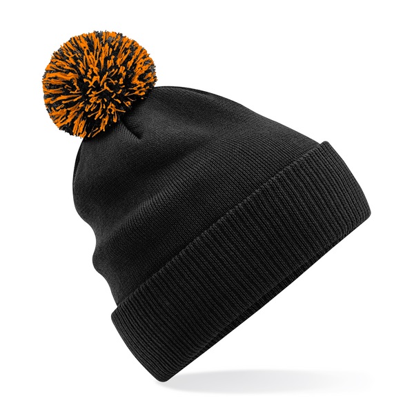 Custom Branded Snowstar Beanies - Black-Orange