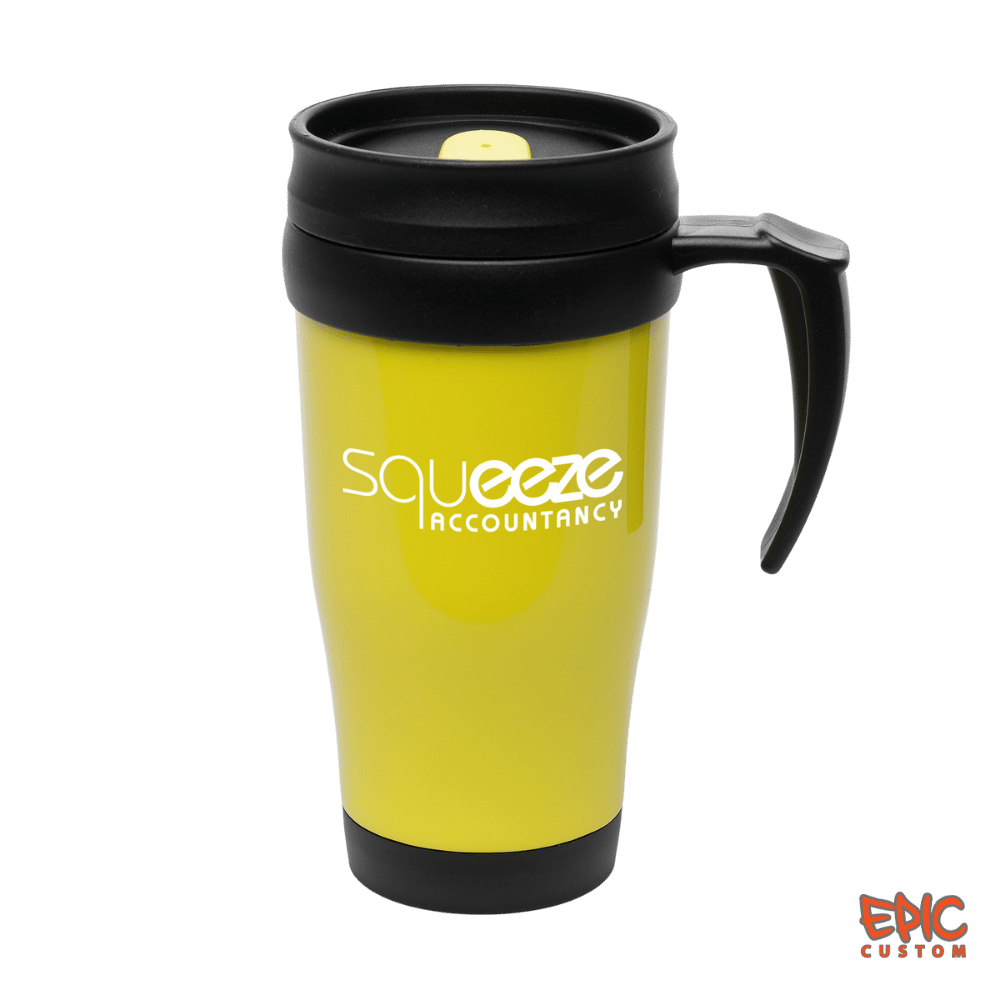 Epic Vibe Custom Printed Travel Mugs Yellow