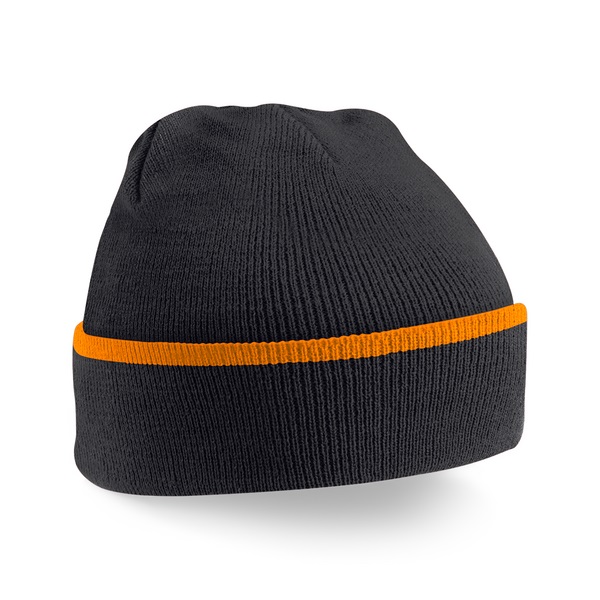 Custom Branded Teamwear Beanies Black-Orange