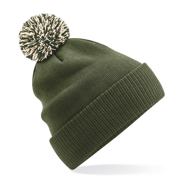 Custom Branded Snowstar Beanies Olive Green-Oatmeal