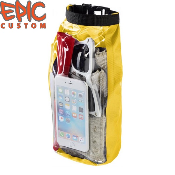 Custom Printed Waterproof Dry Bags with Phone Pouch YELLOW