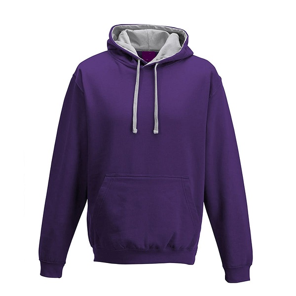 Custom Printed Hoodies Purple/Heather Grey