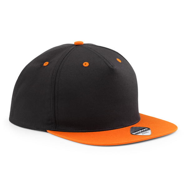 Custom Printed Contrasting Caps Black-Orange