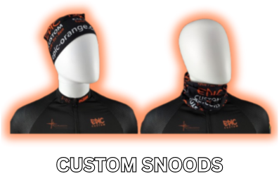 Custom printed snoods for triathlon clubs, teams and events with lightweight performance fabric.