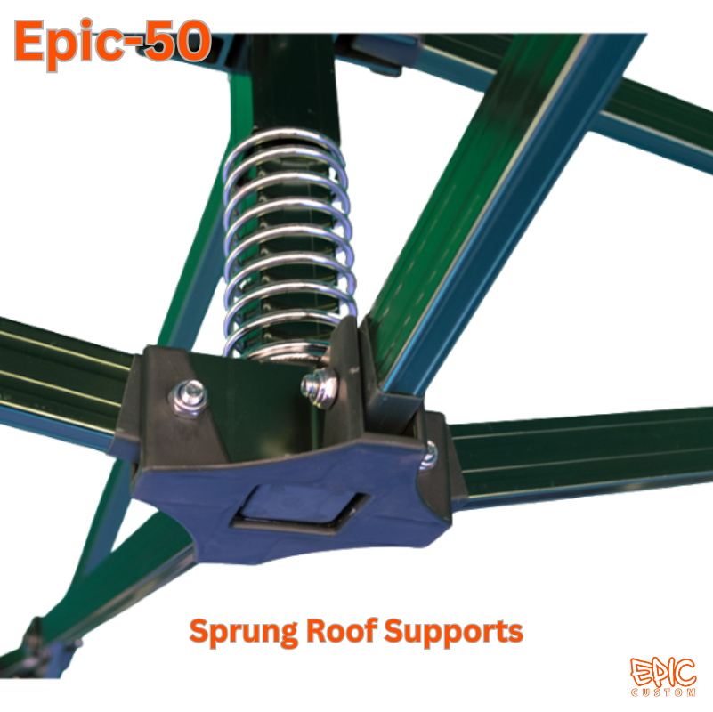 Epic 50 heavy duty gazebo frame sprung central roof strut for easy deployment and structural stability