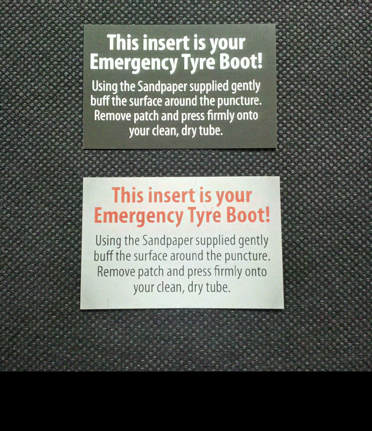 Emergency Tyre Boot Printed Inserts add value