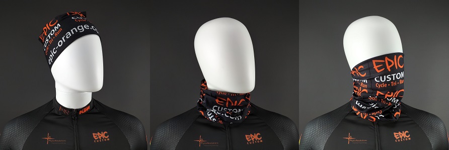 Custom Printed Snoods - worn 3 ways example
