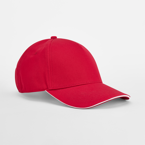 Classic Red-White EarthAware® Classic Organic Cotton 5 Panel Cap - Sandwich Peak